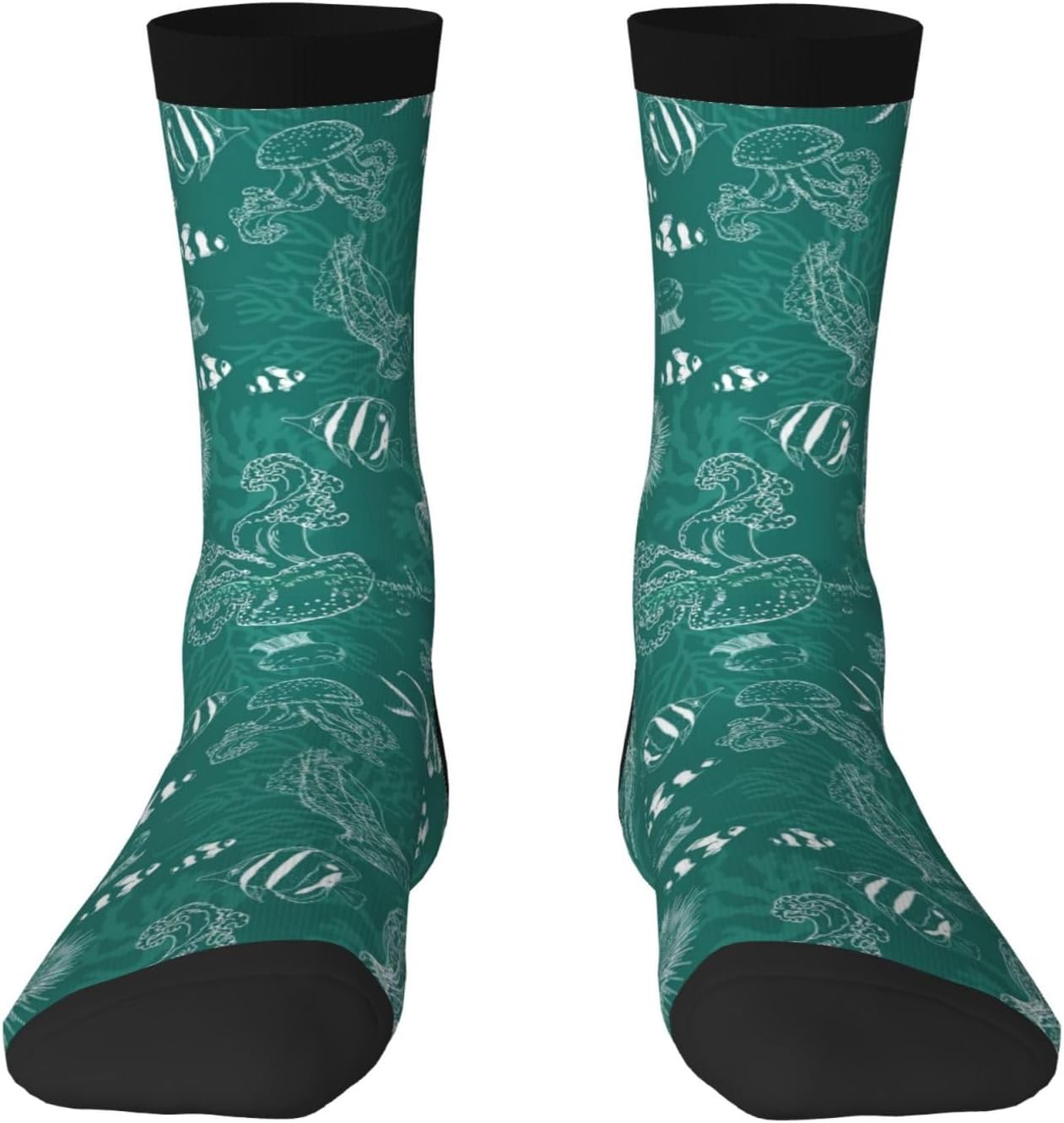 Chaussettes fantaisie: hauteur mi-mollet, à motifs, motif floral, en polyester