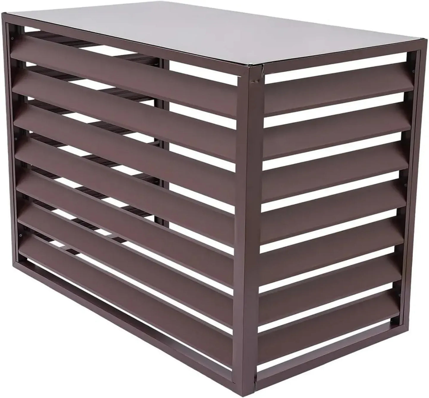 Cache-climatisation en aluminium à lames, protection extérieure pour climatiseur, marron, L110 x l60 x H80 cm