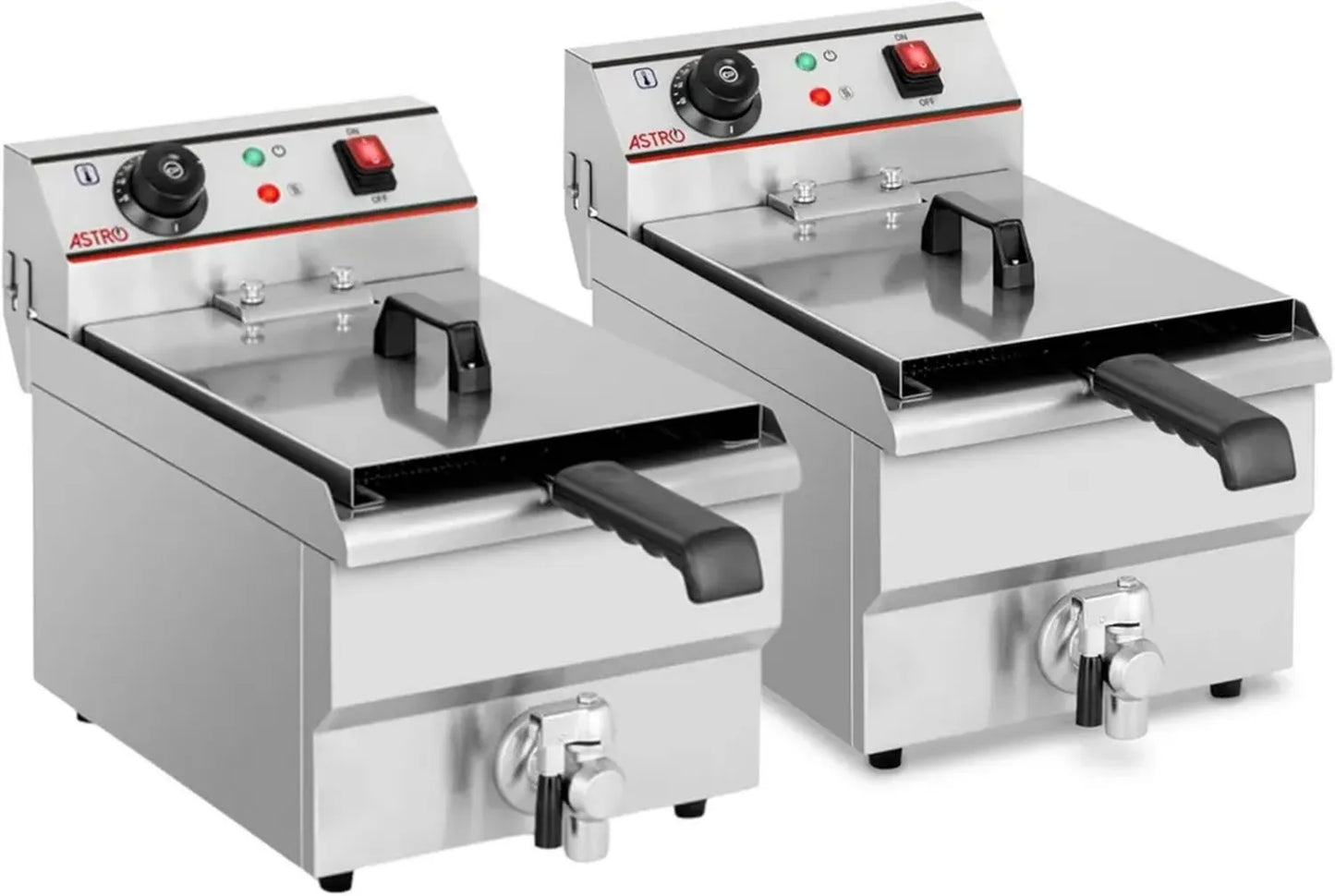 Friteuses électriques 8L avec robinet de vidange, lot de 2, 3000W, inox