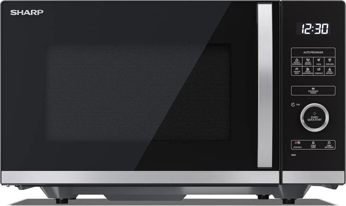 Four à Micro-ondes Sharp 900W, 25L avec Fonction Éco et Sécurité Enfant - Noir