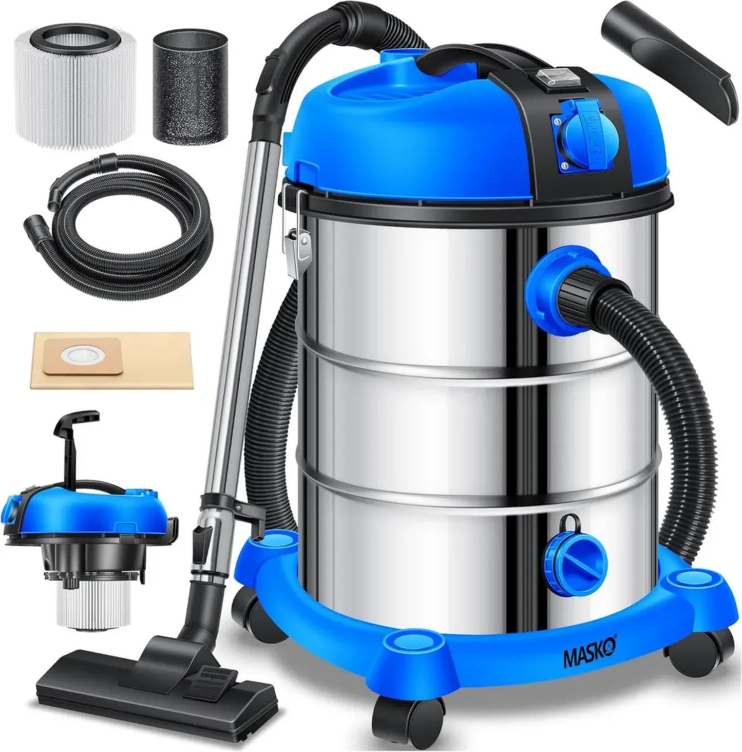 Aspirateur Industriel 2300W Inox avec Soufflage et Aspiration Multisurface