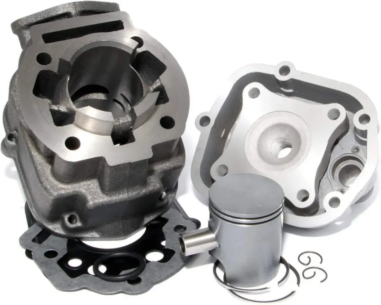 Kit Cylindre 50cc Fonte Easyboost pour Derbi Euro 3/4 avec Culasse et Piston Bi-segments