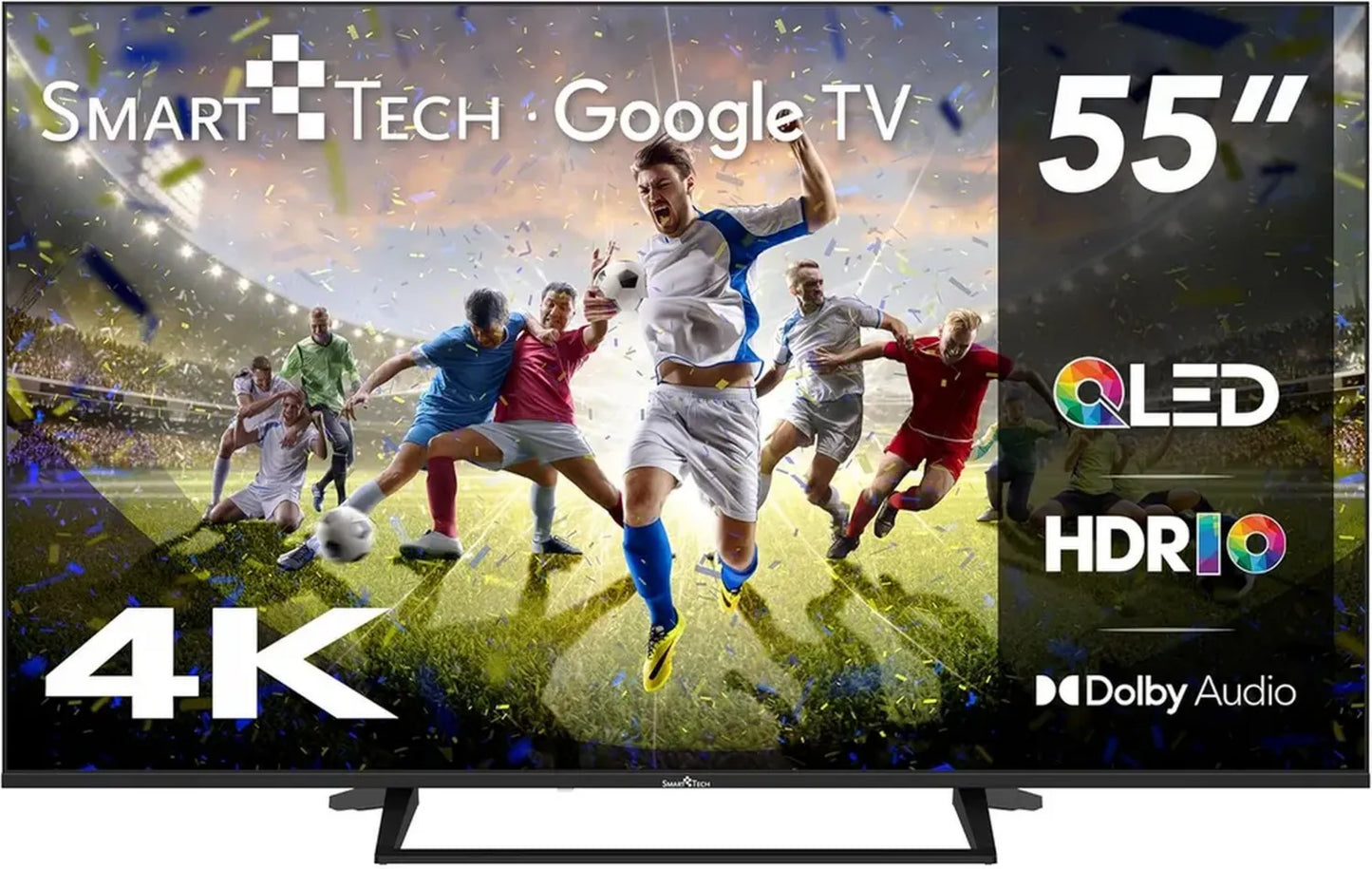 Téléviseur Smart Tech QLED 4K UHD 55' avec HDR10, 4x HDMI, 2x USB