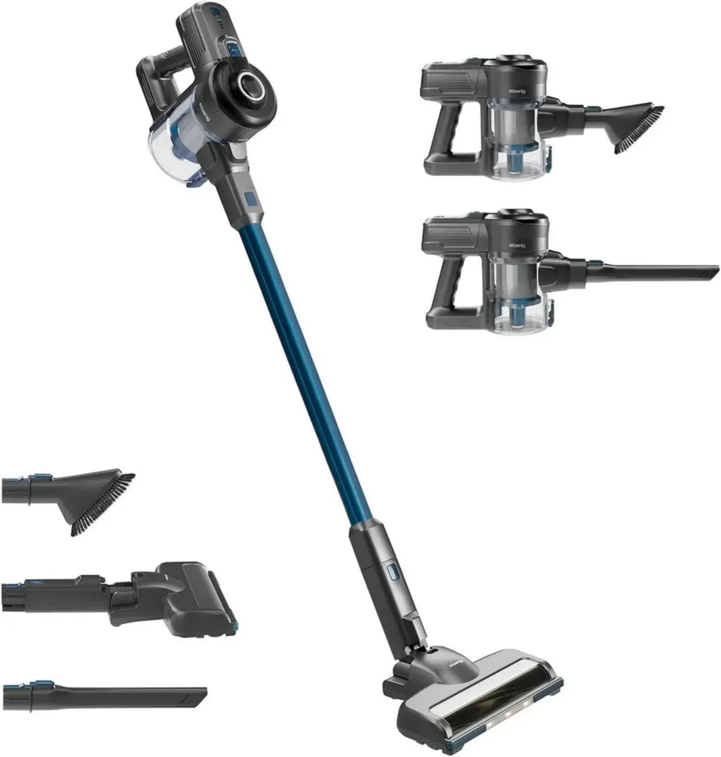 Aspirateur Balai sans Fil H.Koenig 2-en-1, 155W Puissant, Autonomie 50 Min, Spécial Sols et Animaux