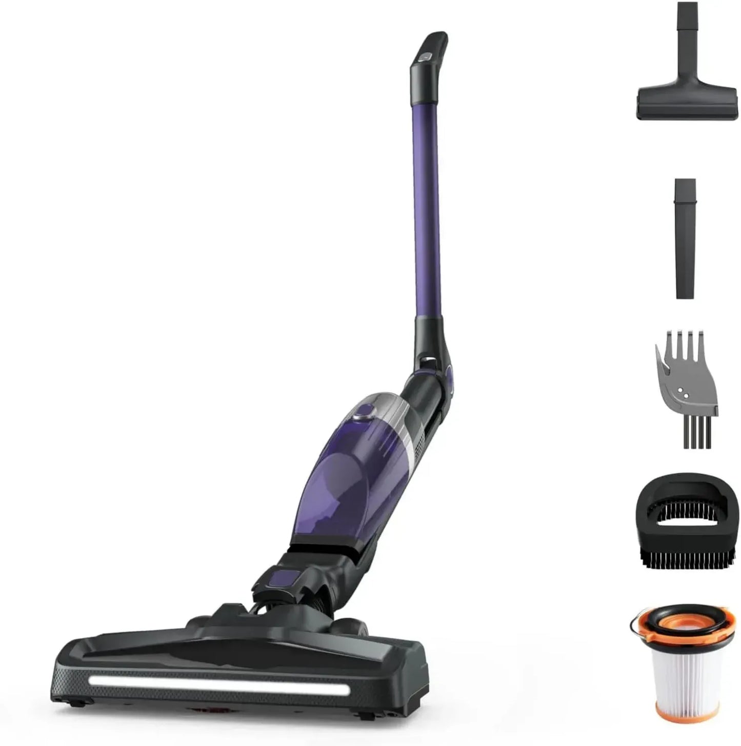 Aspirateur Balai Rowenta 2-en-1 Sans Fil, Ultra-Compact, Tube Flexible, Multi-Surface, Batterie Longue Durée, Noir/Violet