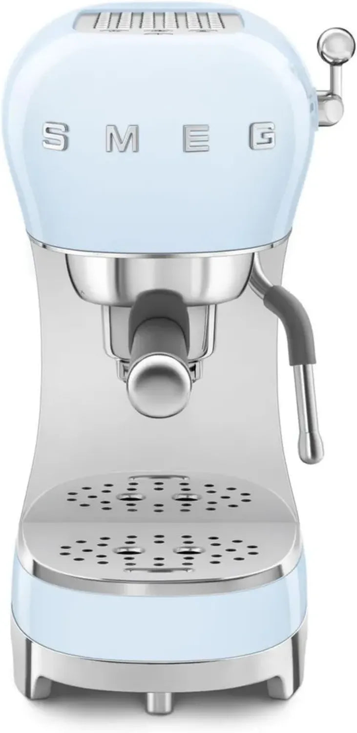 Smeg Machine à Expresso Manuelle, Système Thermoblock, Buse Vapeur, 4 Fonctions, Réservoir 1L, Bleu Azur
