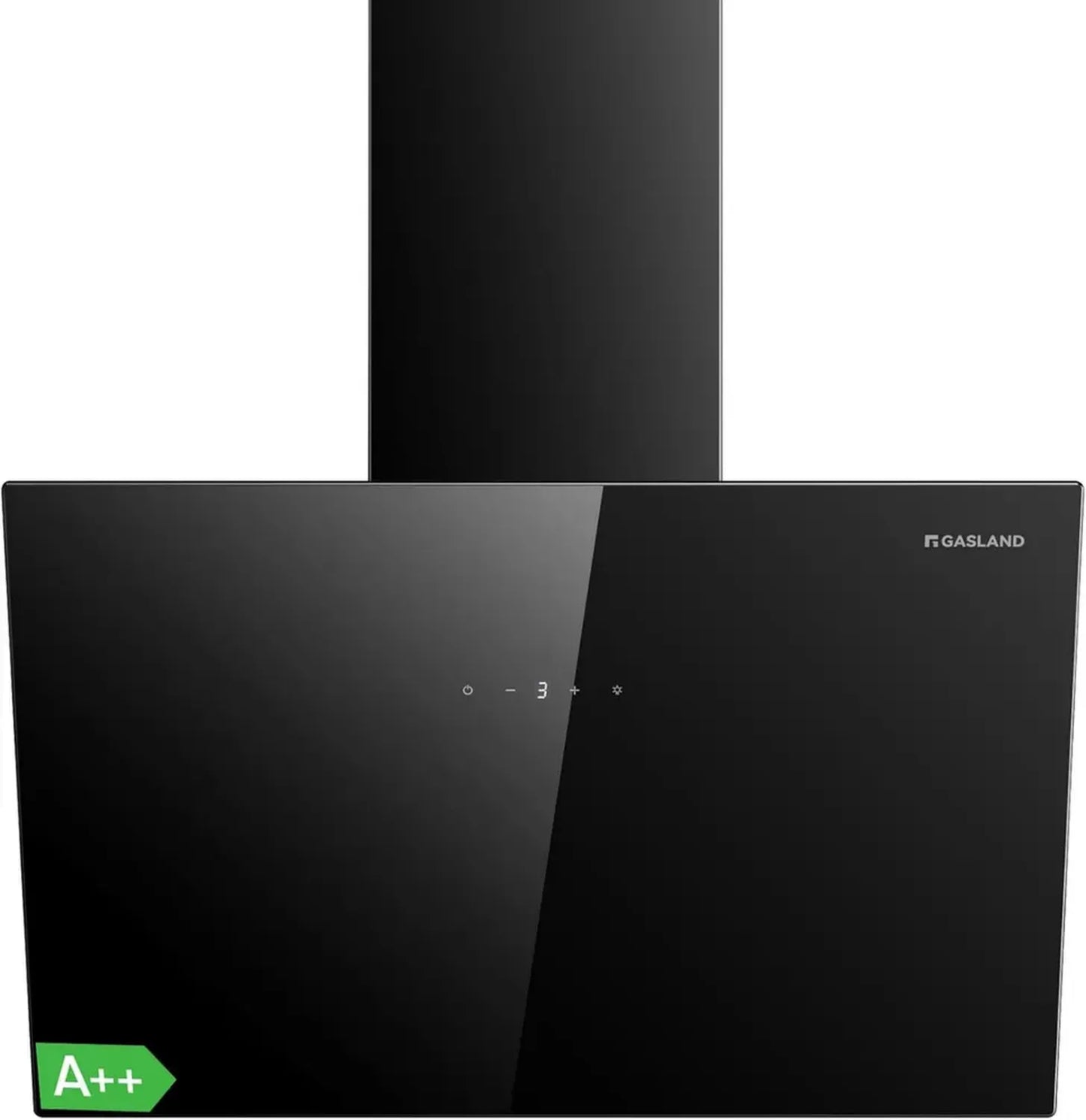 Hotte murale silencieuse 60cm Gasland Chef AR60BS, puissance 577 m³/h, verre noir, contrôle tactile sans tête avec filtre, efficacité énergétique A++