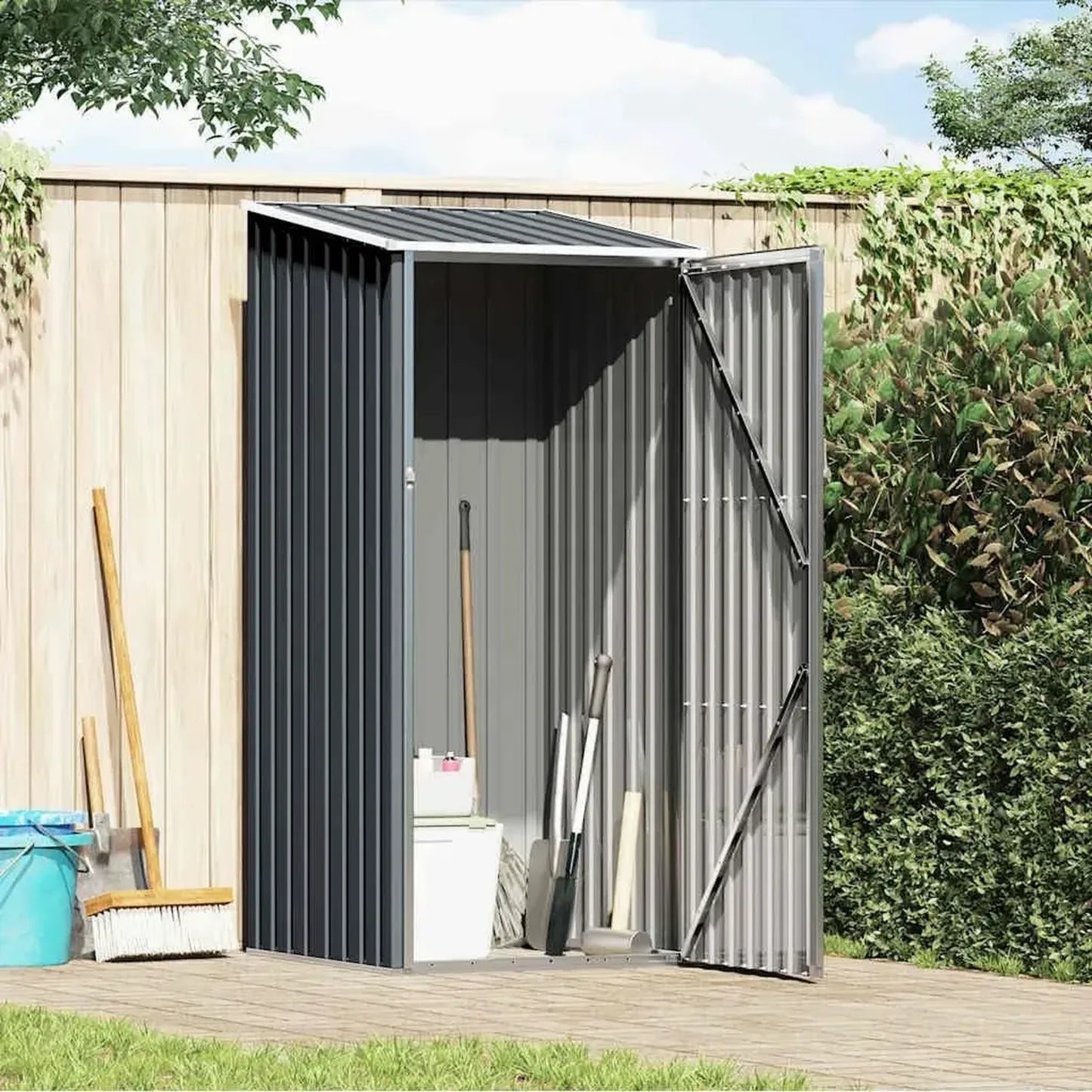 Abri de Jardin en Acier Galvanisé Anthracite 87x98x159 cm, 18.68 kg