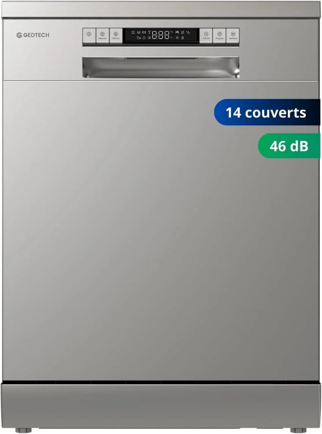 Lave-vaisselle noir 14 couverts avec départ différé et mode éco - 46 dB