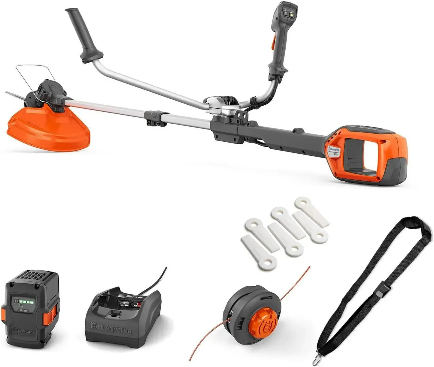 Débroussailleuse à Batterie Husqvarna 220iR - 36 V avec Moteur Électrique, Mode Boost, Largeur de 36 cm, Accessoires Inclus