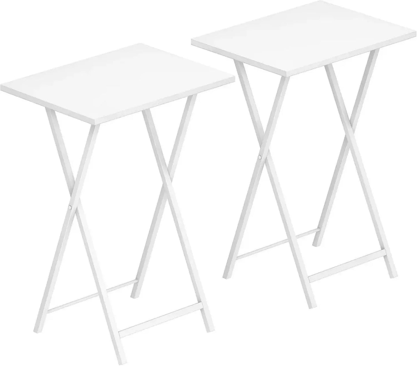 Ensemble de 2 Tables d'Appoint Pliables Style Industriel, Tables de Chevet pour Salon, Blanc