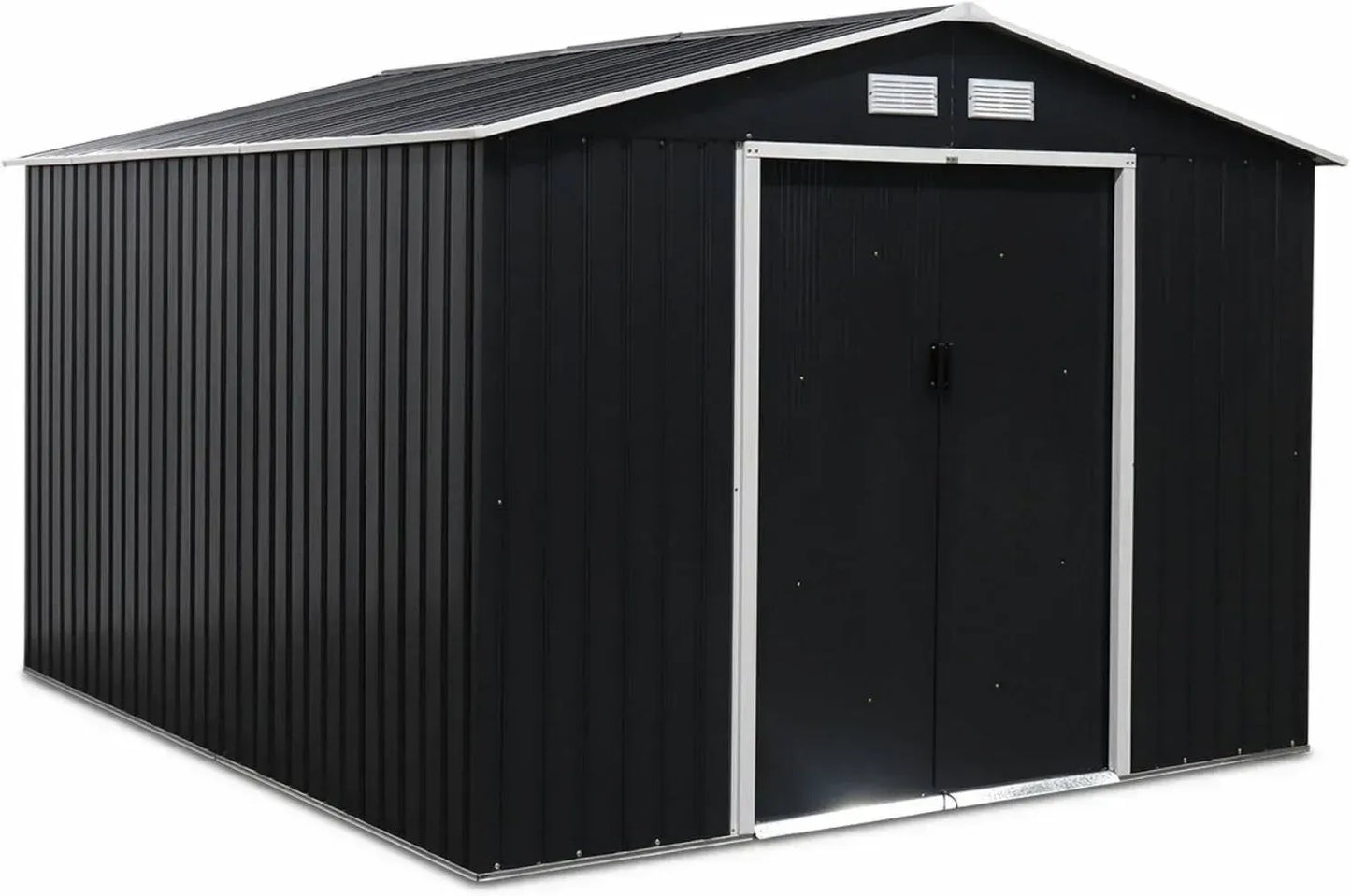 Abri de Jardin Métallique Flandre 8.84m² Gris Anthracite avec Portes Coulissantes