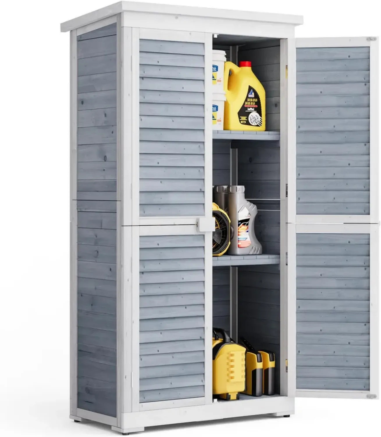 Coffre de Rangement Extérieur en Bois Gris 160x87x47 cm
