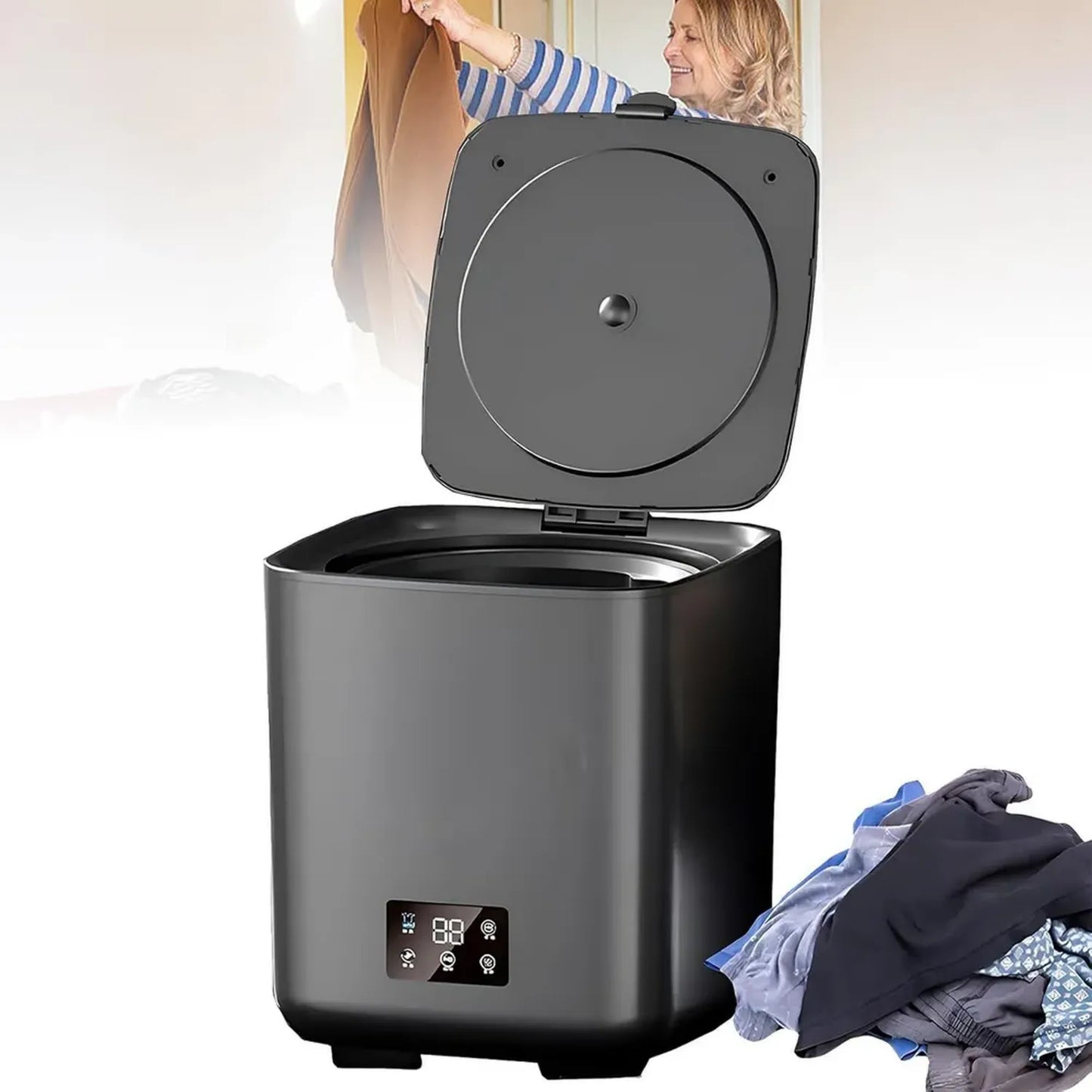 Lave-linge Portable Automatique avec Écran Tactile LCD et 4 Vitesses pour Maison et Appartement
