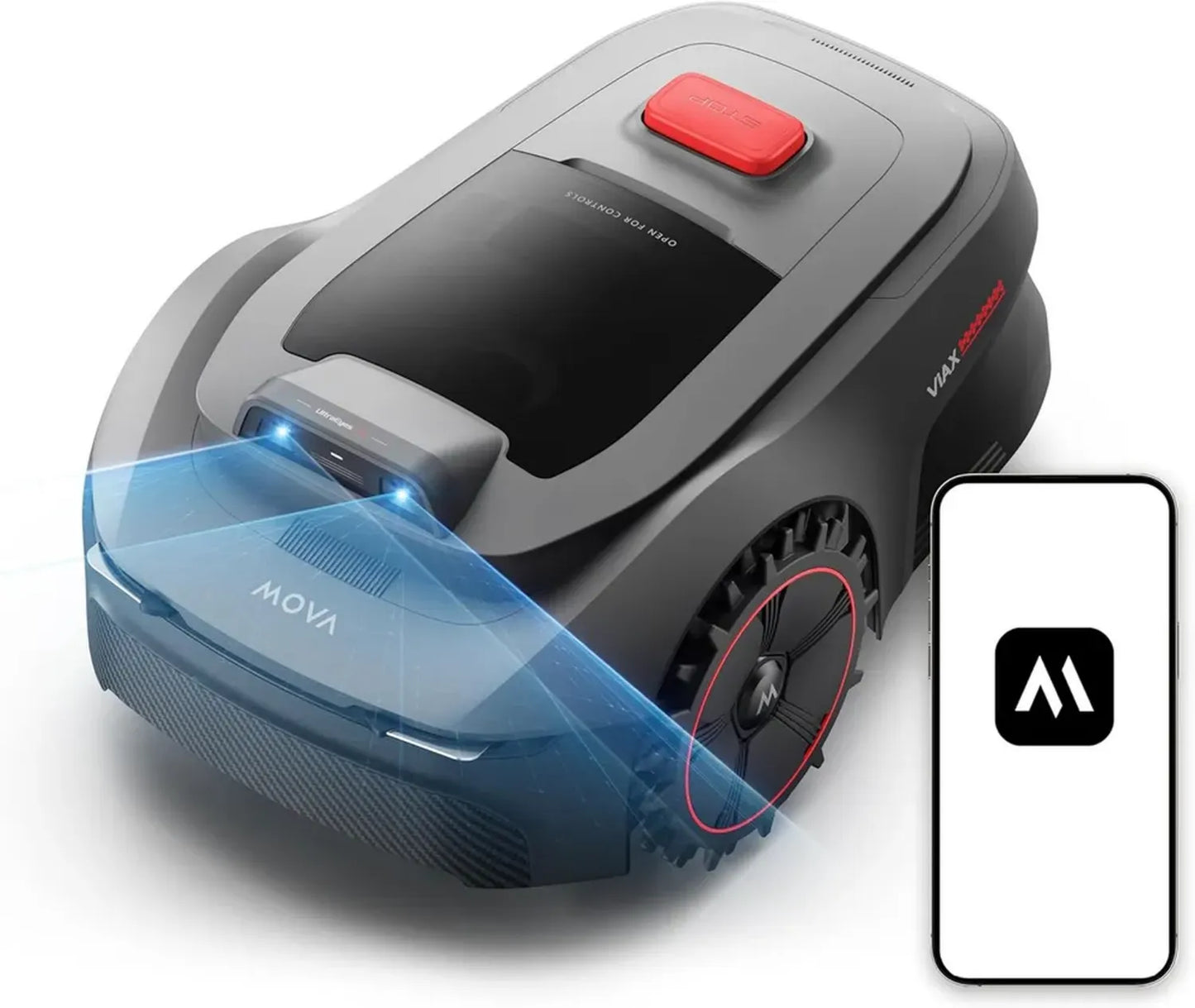 Robot Tondeuse Intelligente ViAX 250 sans Fil, Surface 250 m², IA Cartographique, Double Vision Évitement, Trajectoire Optimisée, Adapté Tous Terrains, Contrôle via App