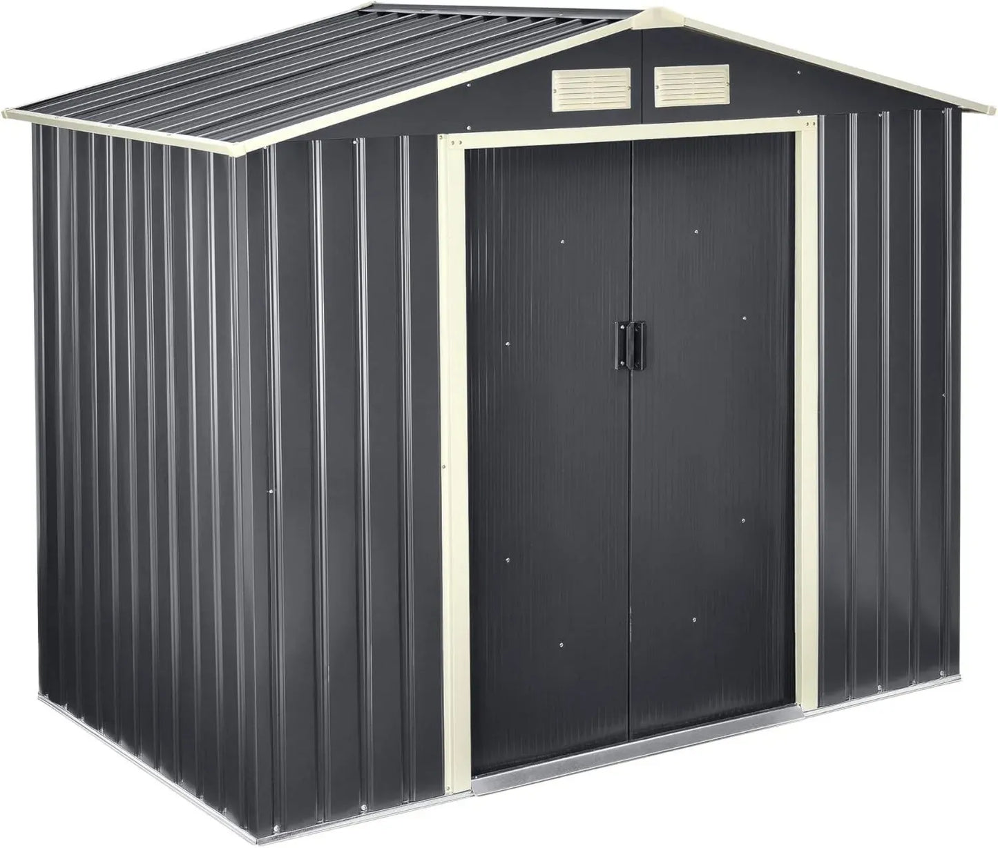 Abri de Jardin en Acier Galvanisé Gris Foncé avec Toit à Pignon - 4 m³