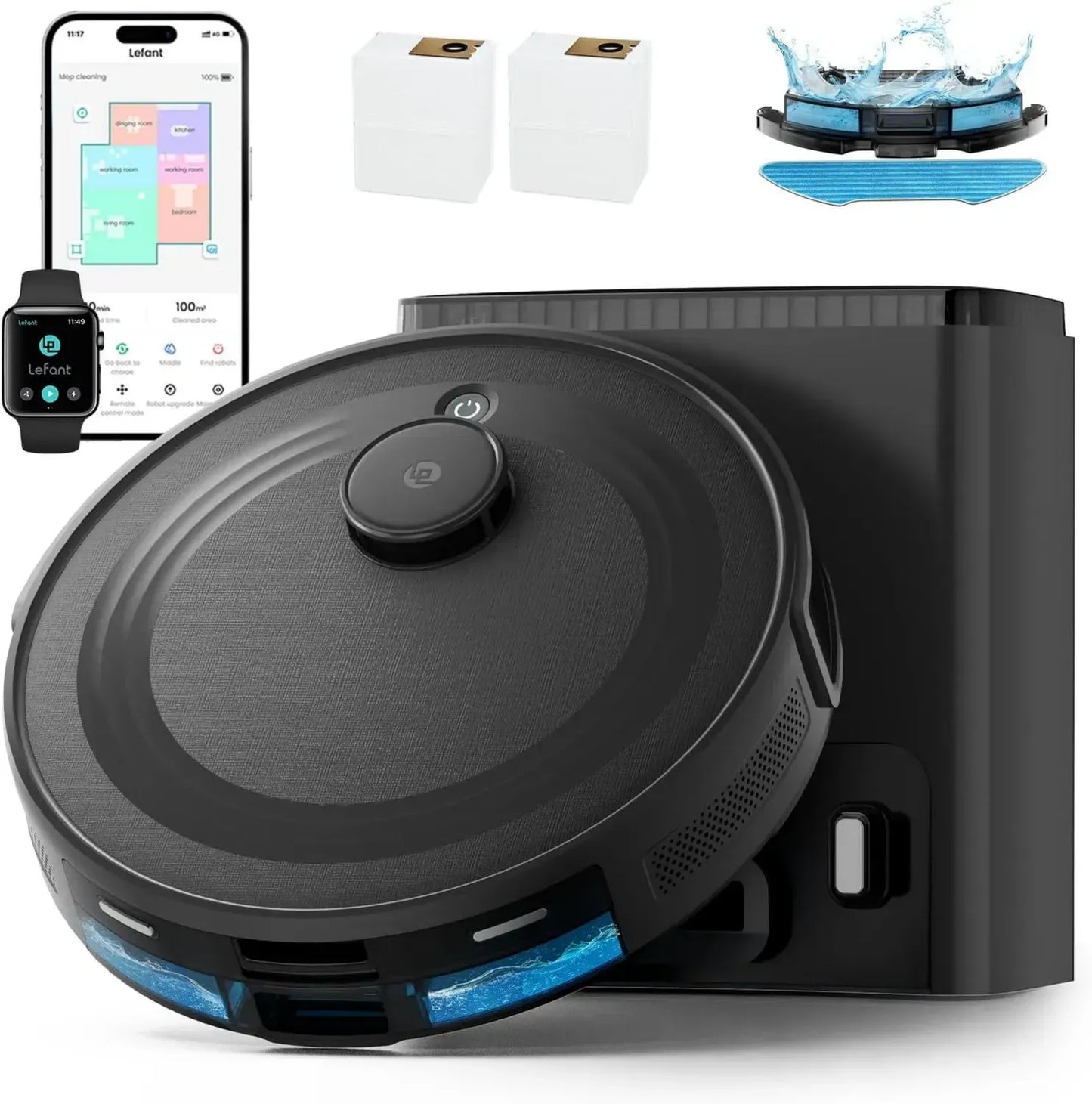 Robot Aspirateur Laveur Lefant M2 Plus avec Vidage Automatique et Navigation Intelligente