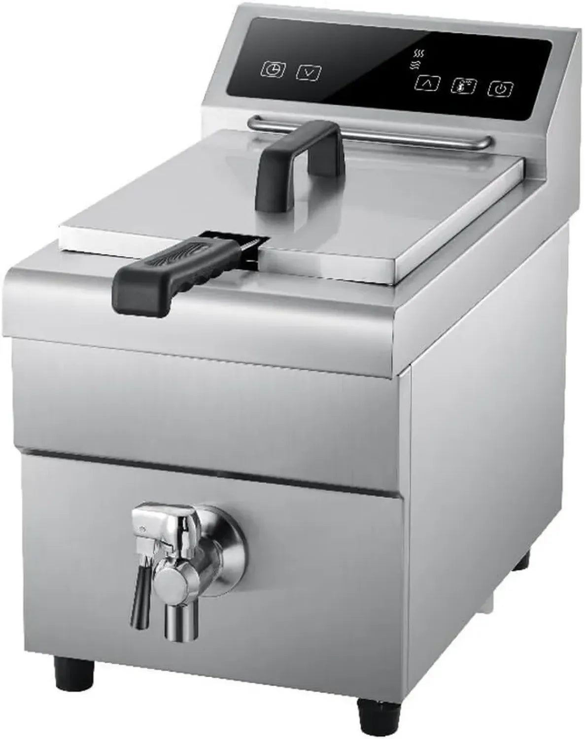 Friteuse à Induction Professionnelle, 8 L, Acier Inoxydable, Argenté, 3500 W, Avec Robinet de Vidange