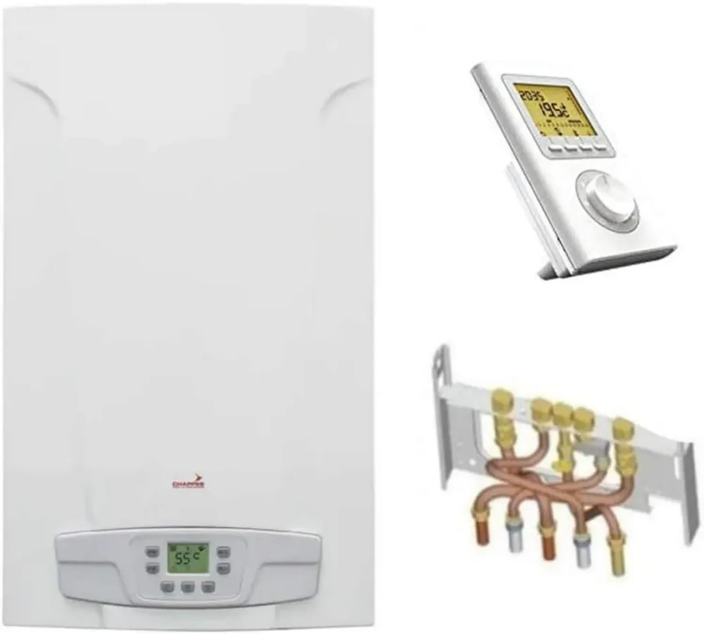 Chaudière à Gaz BassinNox 24 kW avec Ensemble Cheminée et Thermostat Chappée