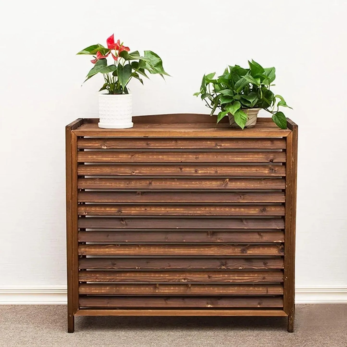 Couvre-climatiseur et Habillage de Radiateur en Bois Extérieur | Séparateur de Poubelles et Support de Fleurs en Bois Massif | 100 x 43 x 94 cm - Élégance pour le Jardin