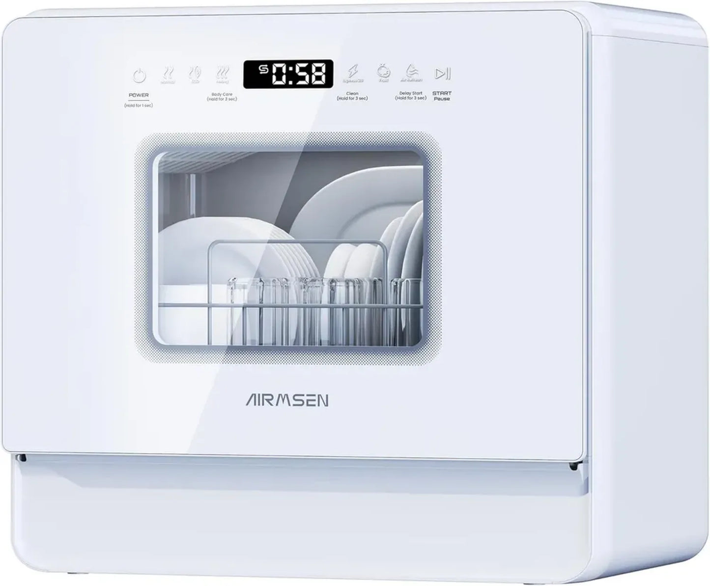 Mini Lave-vaisselle Compact AIRMSEN avec 9 Programmes et Affichage LED, Réservoir 5L
