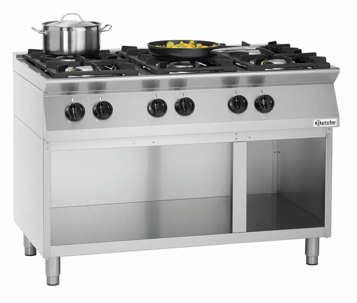 Cuisinière à gaz 6 brûleurs avec rangement ouvert - Bartscher