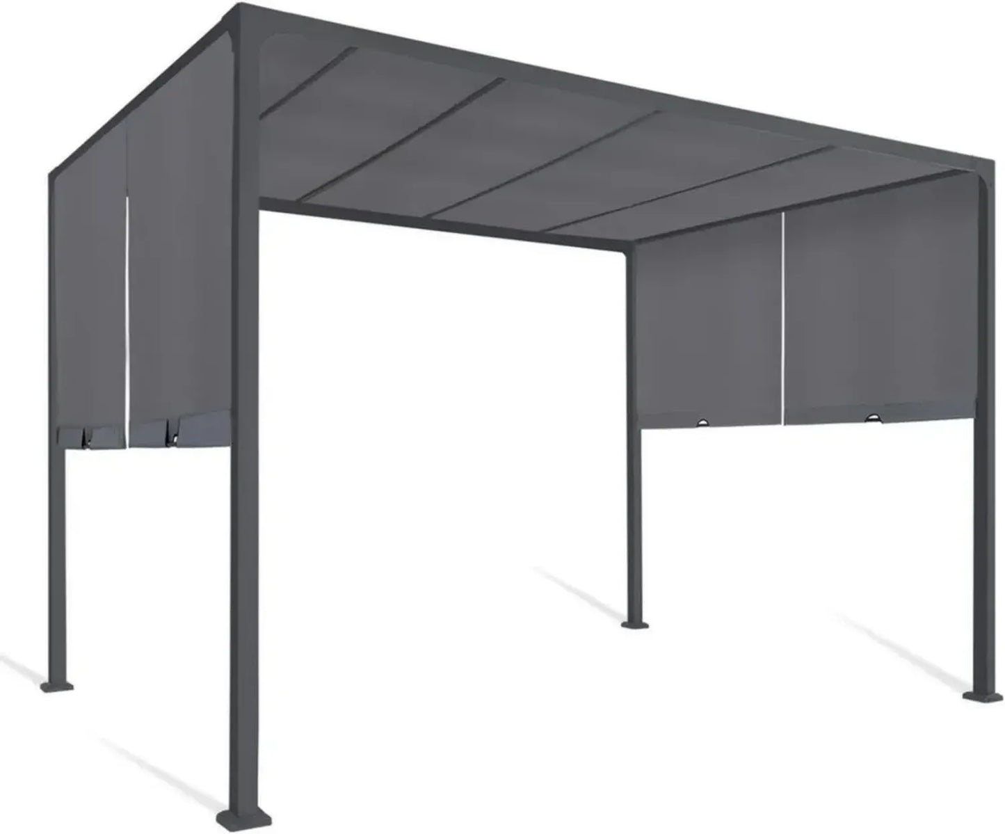Pergola de Jardin 3x3 M avec Toile Gris Anthracite - Structure Coulissante