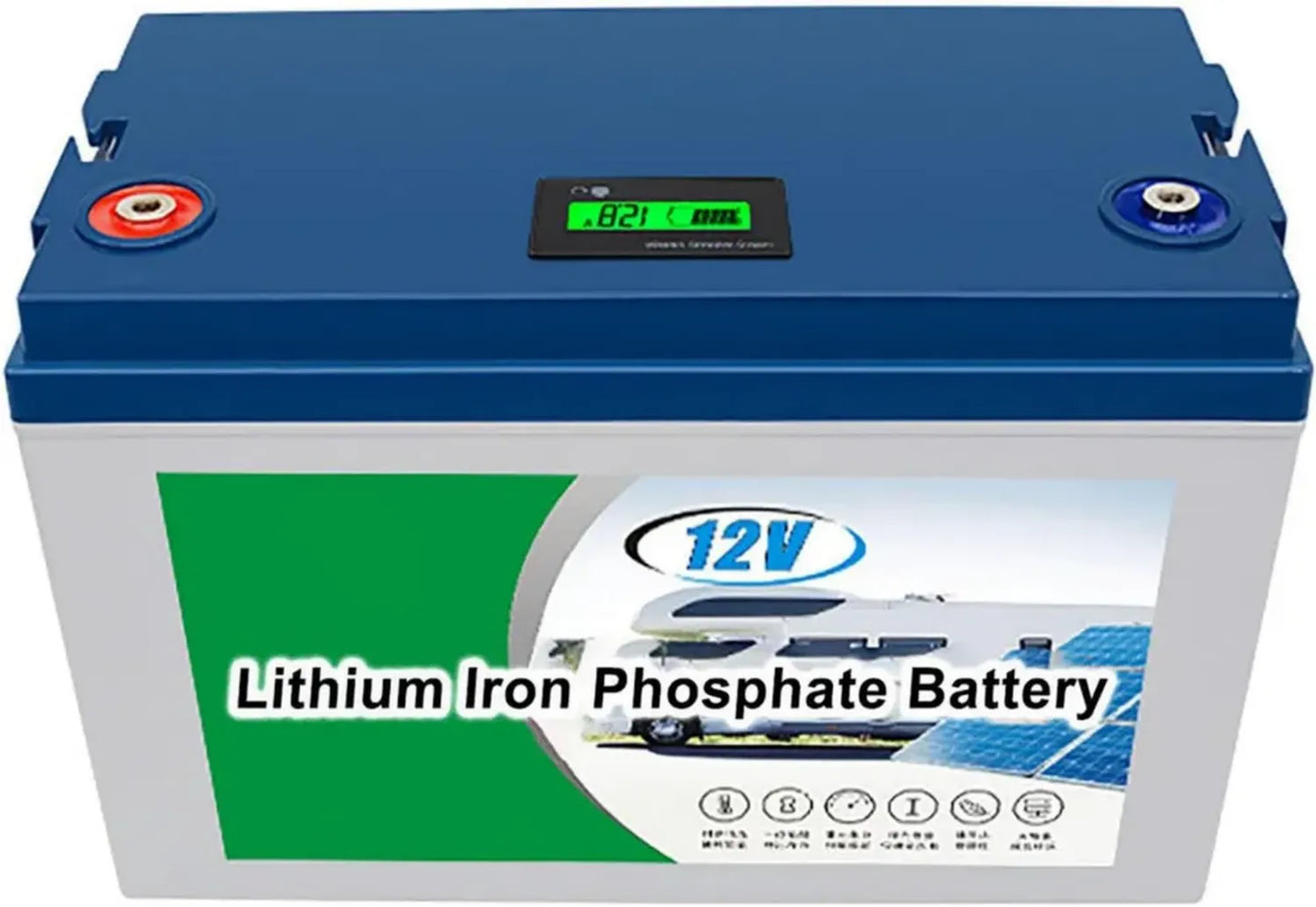 Batterie LiFePO4 Rechargeable 12V/24V pour Énergies Solaires, Camping-Car et Bateaux avec Système de Gestion BMS