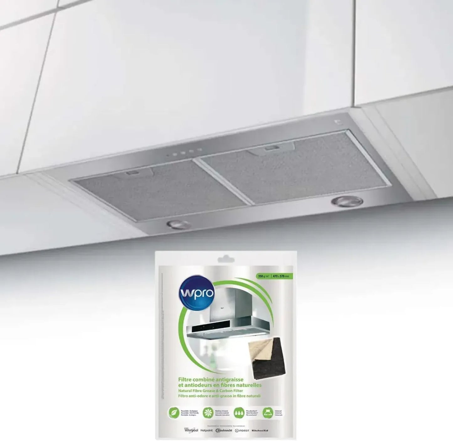 Filtre de Hotte ROBLIN Inox 55cm 4 Vitesses Débit 740 m3/h