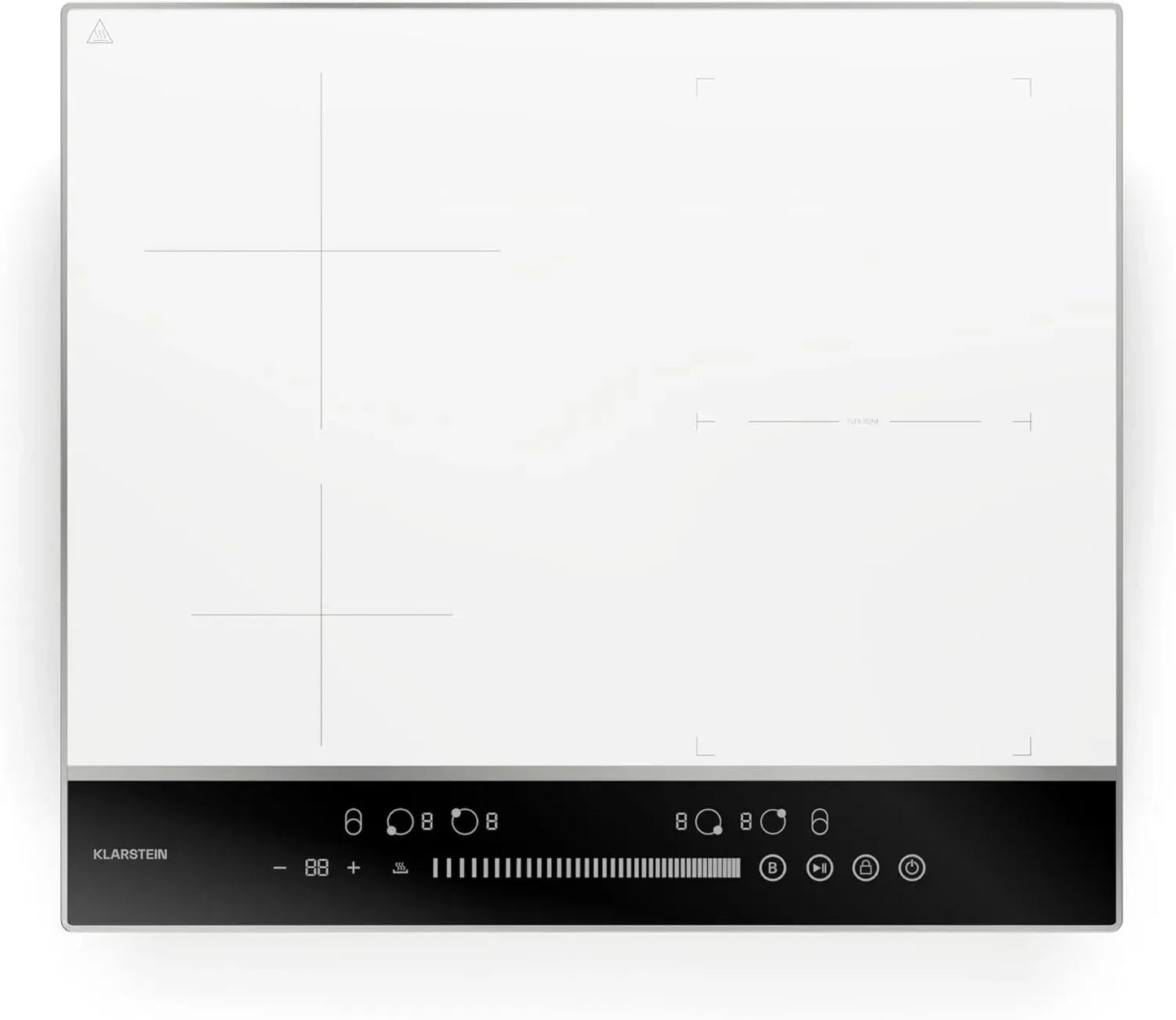 Plaque de Cuisson à Induction Klarstein DualTone - 7200W, 4 Zones Flexibles, Commande Tactile, Fonction Boost et Minuterie, Cadre Aluminium, 60cm, Blanc