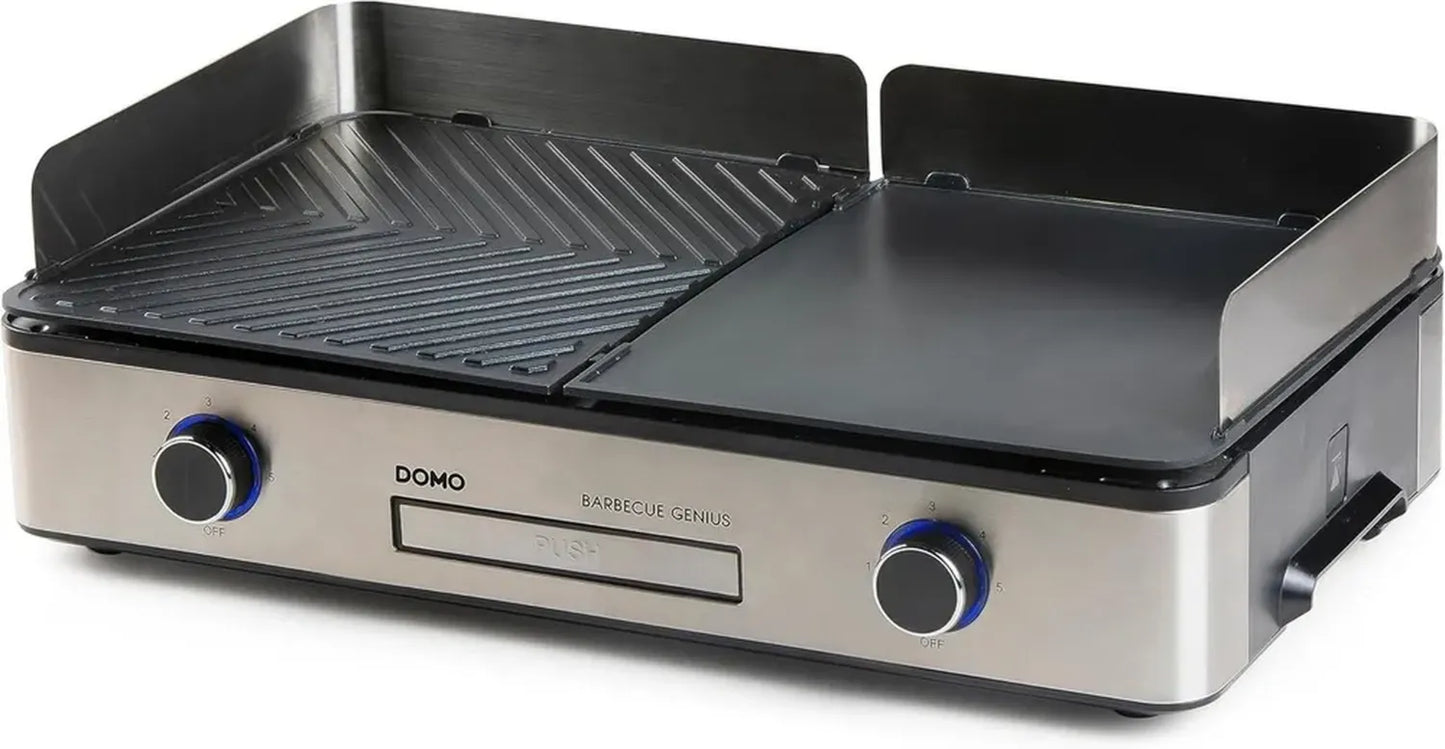 Plancha Électrique DOMO DO9259G – Barbecue de Table avec Double Surface de Cuisson et Thermostat Ajustable