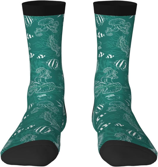 Chaussettes fantaisie: hauteur mi-mollet, à motifs, motif floral, en polyester
