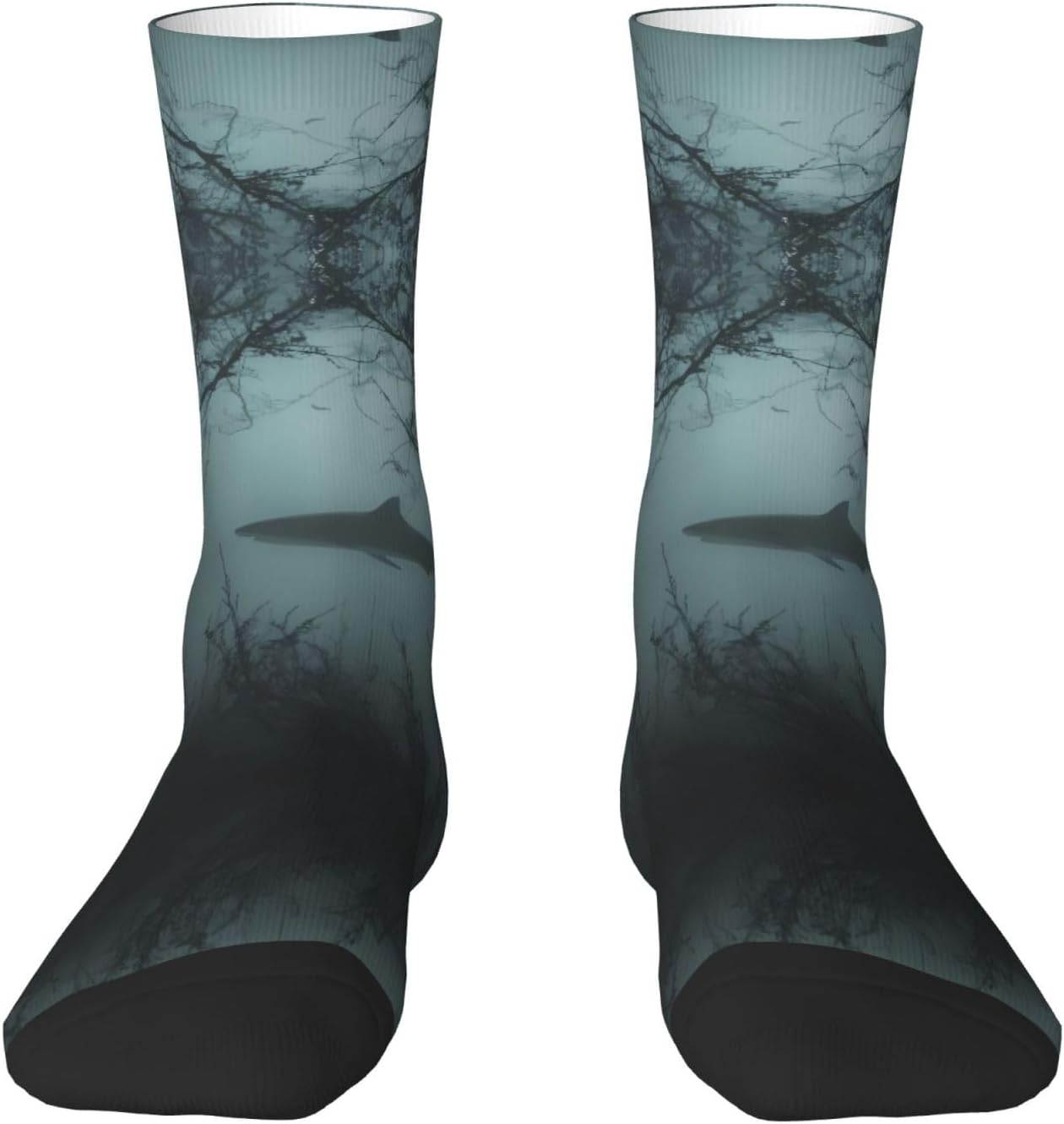 Chaussettes fantaisie – hauteur mi-mollet, à motifs, respirant, blanc