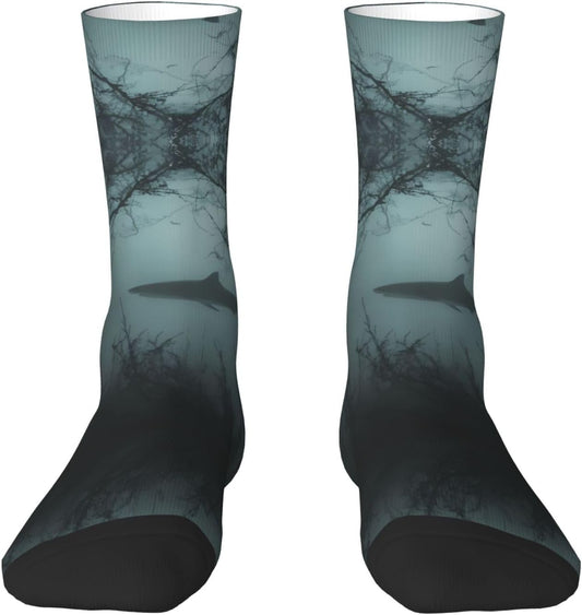 Chaussettes fantaisie – hauteur mi-mollet, à motifs, respirant, blanc
