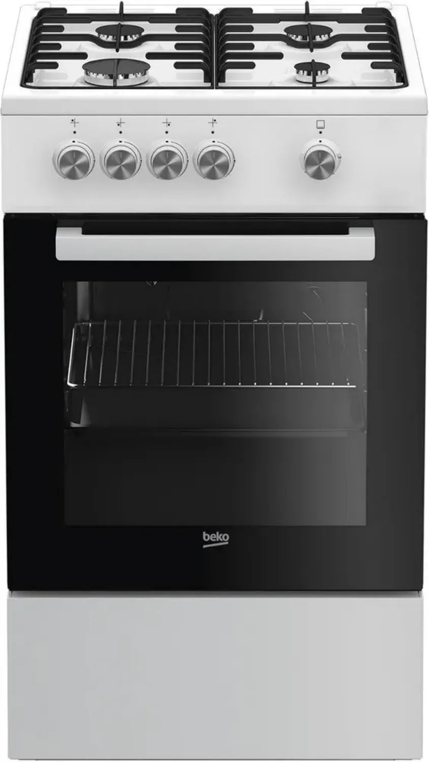 Cuisinière à Gaz Beko FSG52000DWC - Autonome, Blanc, Commande Rotative
