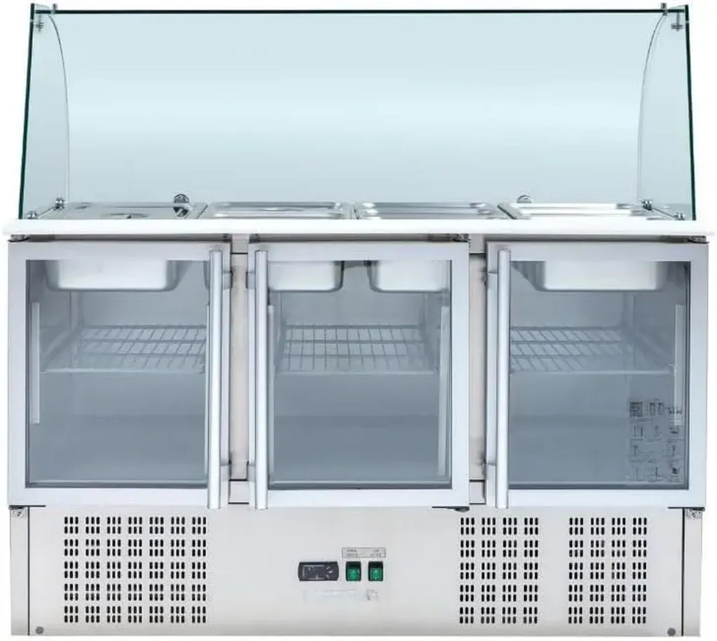 Meuble Réfrigéré à Salades 4 GN 1/1 avec 3 Portes en Verre