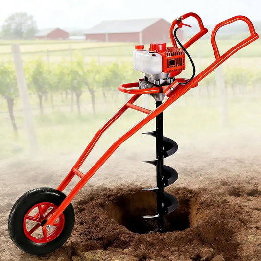 Tarière à Essence 2 Temps avec Foret de 10,2 cm pour Chantier et Jardinage