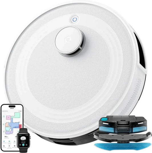 Lefant M2 Robot Aspirateur et Laveur, 6000Pa, Navigation Laser Intelligente, Technologie Évitement Avancée, Nettoyage Sur Mesure, Compatible Sols, Tapis et Poils d'Animaux, Contrôle via APP/Alexa/WiFi, Couleur Gris
