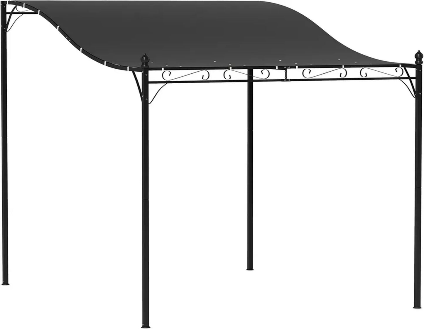 Tonnelle Jardin 2,5 x 3 m en Métal et Polyester, Design Incurvé avec Drainage, Protection UV, Gris Foncé