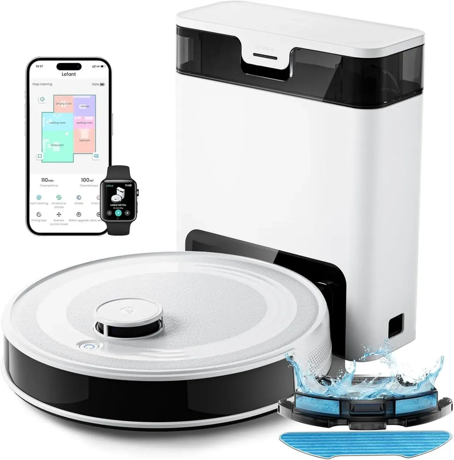 Aspirateur Robot Lefant M2 Pro avec Vidage Automatique, Navigation Laser et Puissance 6000Pa