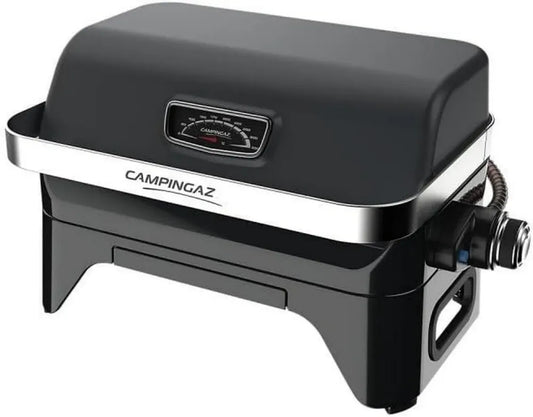 Barbecue à gaz portable Attitude2go CV de Campingaz, compact et sans fumée, avec couvercle et grille en fonte, fonctionne avec cartouche CV 470 Plus