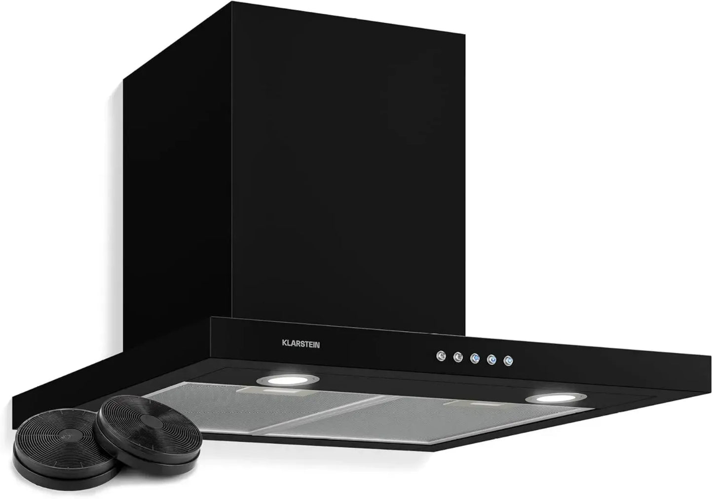 Klarstein Limelight - Hotte murale moderne, 600 m³/h, 3 niveaux, Filtres lavables, Éclairage LED intégré, Écran numérique, Fonction minuterie, Silence 64 dB, Largeur 60 cm - Noir