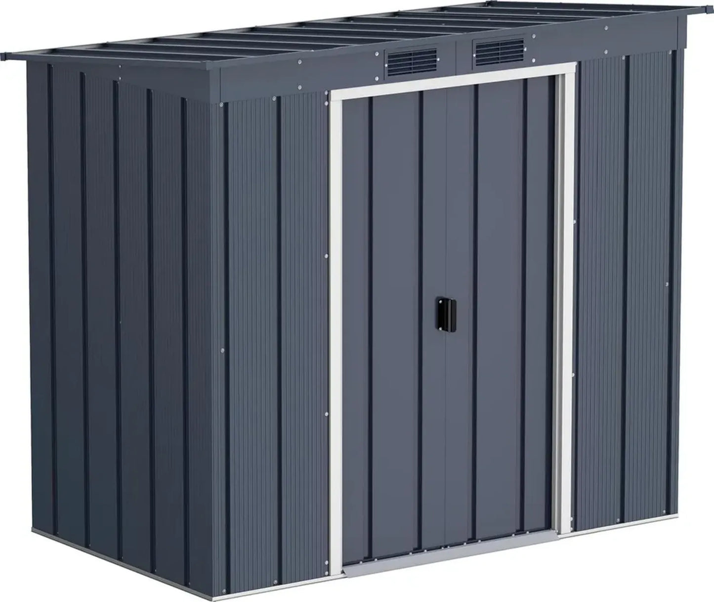 Abri de Jardin en Métal Anthracite 6x4 ECO, Toit Pentu Renforcé