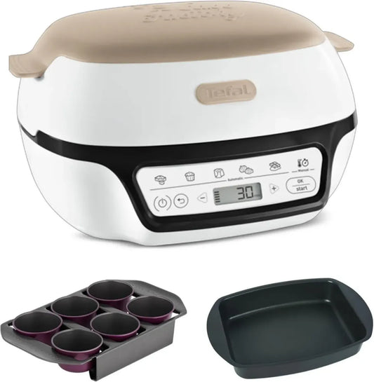 Tefal Cake Factory Intelligente, 5 Programmes Automatiques, Température et Temps Optimisés, Moule Antiadhésif, Inclus 6 Moules à Muffins