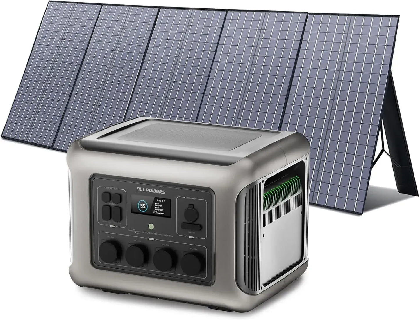 Station Électrique Portable ALLPOWERS R2500 2016Wh, Batterie LiFePO4 avec Panneaux Solaires Pliables 400W IP67 Étanche, Générateur Solaire MPPT pour Camping-Car, Balcon et Jardin