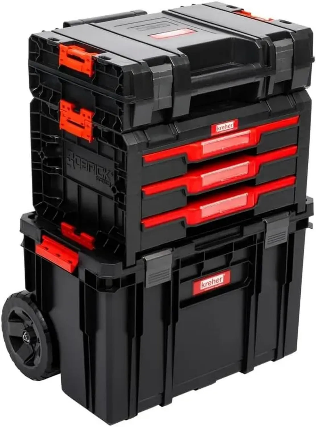 Chariot à outils XL Q-Brick avec accessoires, 53x38x98 cm, valises d'atelier polyvalentes