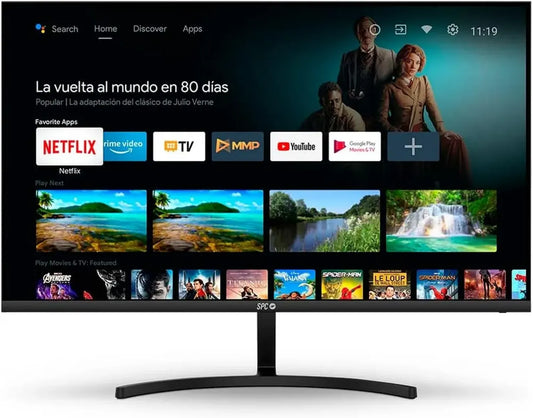Moniteur Intelligent SPC 24' – Écran Android TV Full HD, Son Intégré, Connectivité Mobile, Design Élégant, Télécommande et Accès Streaming