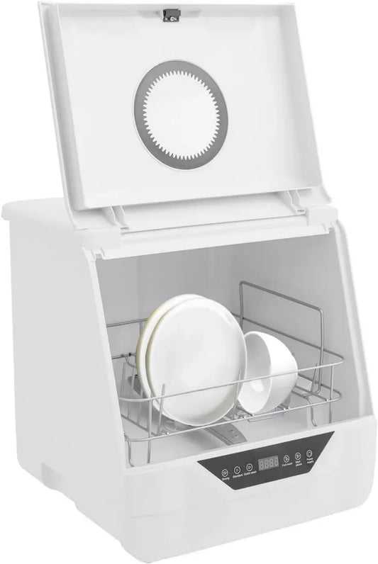 Lave-Vaisselle Compact avec Écran Tactile LED, 4 Programmes, 2-5 Personnes, Faible Consommation d'Eau 6L, Silencieux 55 dB, Prise UE 800W