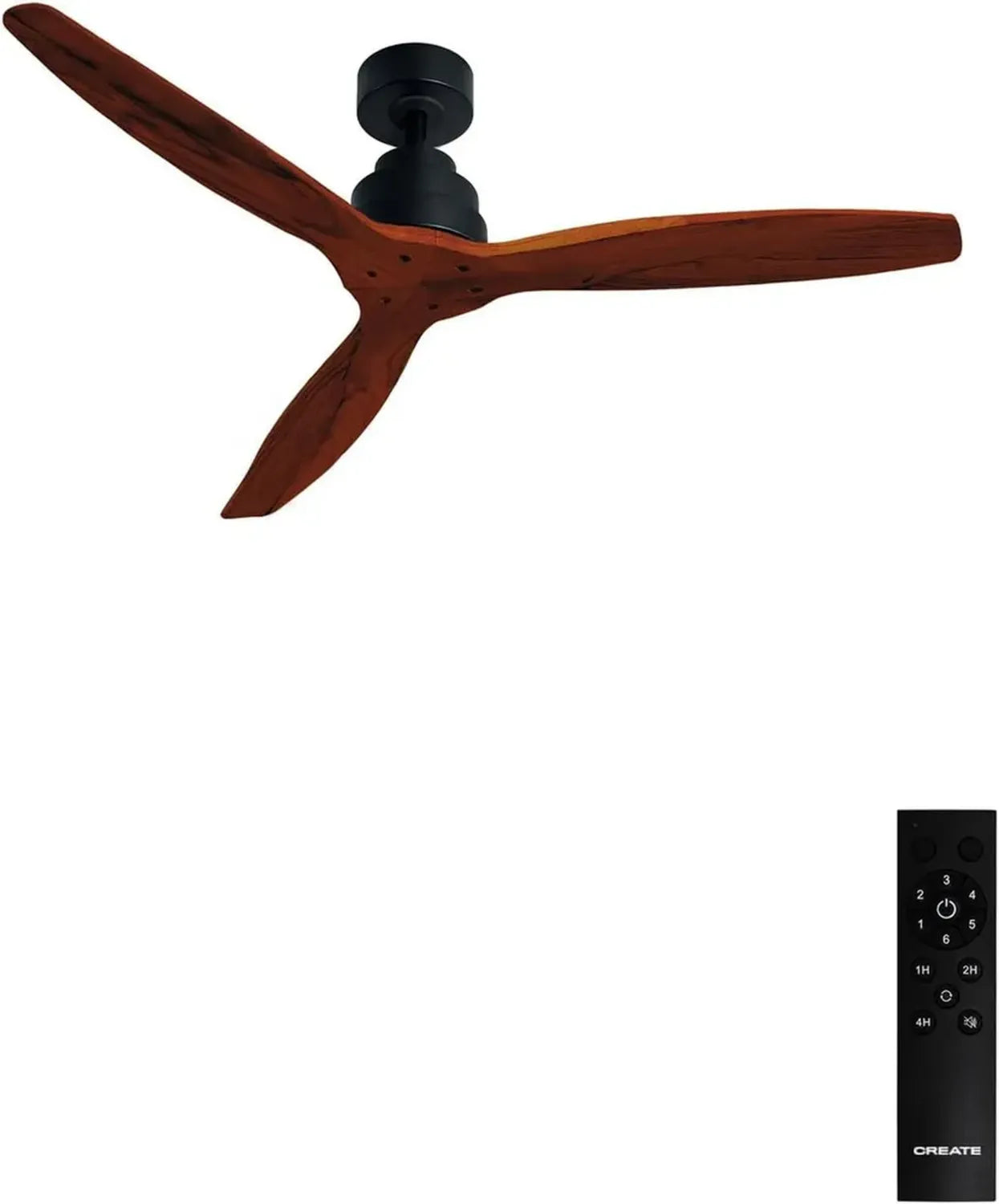 Ventilateur de Plafond Silencieux 132cm, Bois Naturel, Télécommande Incluse, 6 Vitesses, Mode Été-Hiver