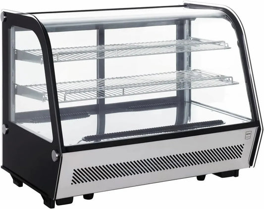 Vitrine Réfrigérée Professionnelle 130L Inox avec Ventilateur et Grilles